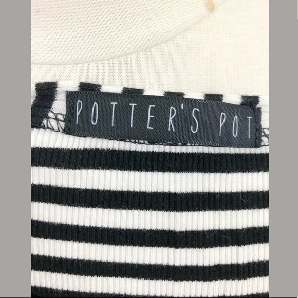 Potter’s Pot Stretch Knit T-Shirt Dress L Stripe - Picture 6 of 7